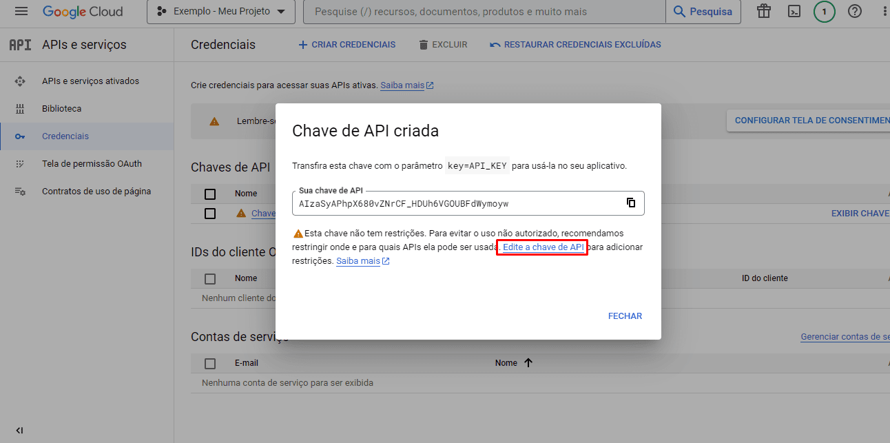 Como obter/criar uma chave API do Google Maps 7 Restringir API